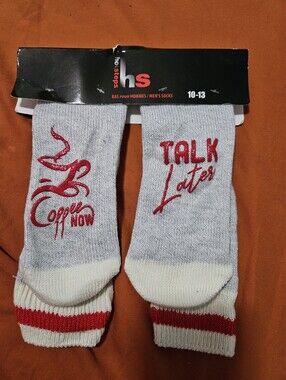 Men's Grey 'Talk Later / Coffee Now' Crew Socks